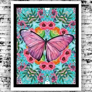 Bright Butterfly Nature Kaleidoscope Art Print 8.5x11